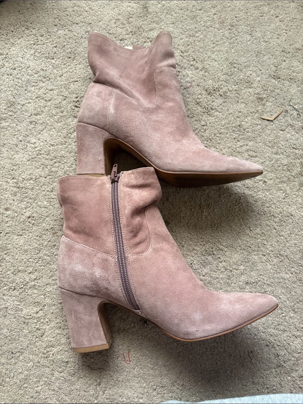 Chinese Laundry Blush Pink Suede Pointed-Toe Ankle Boots